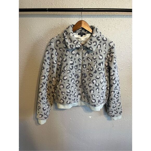 Beyond Yoga Leopard Sherpa Bomber Jacket Size Large - Picture 1 of 4
